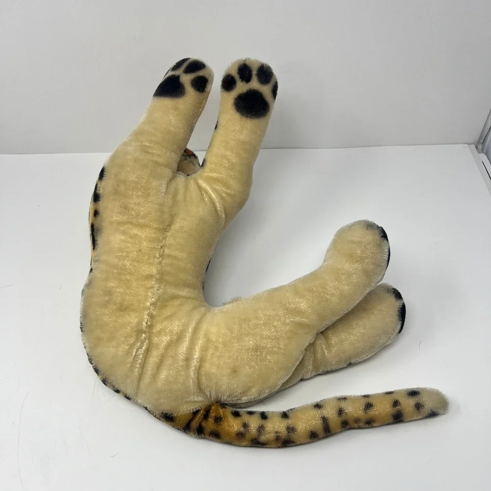 Vtg Steiff Ocelot Ozelot Leopard Plush Mohair 12 Inch Lying Big Cat Orange Eyes‎